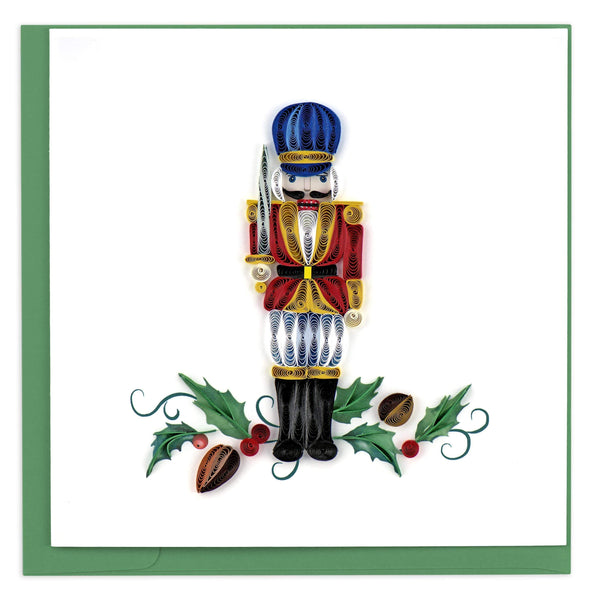 Blank Quilled Greeting Card of a nutcracker figurine. 