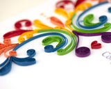 Detail shot of Quilled Rainbow Swirl Congratulations Card