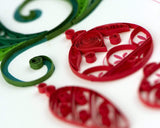 Detail shot of Quilled Red Ornaments card