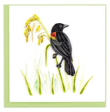 Blank Quilled card of a Red-winged Blackbird