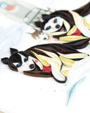 Detail shot of Quilled Sled Dogs card