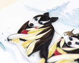 Detail shot of Quilled Sled Dogs card