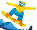 Quilled Snowboarder Greeting Card