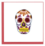 Greeting card featuring a quilled design of a sugar skull