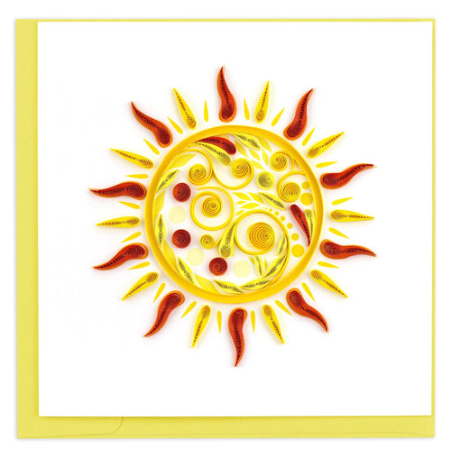 Orange and yellow quilled sun greeting card.