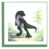 A green T-Rex with green and white scales.