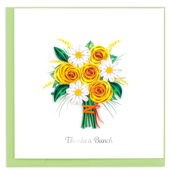 Thank you card featuring a quilled flower bouquet design