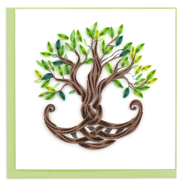 Blank Quilled Card of a brown and green tree of life