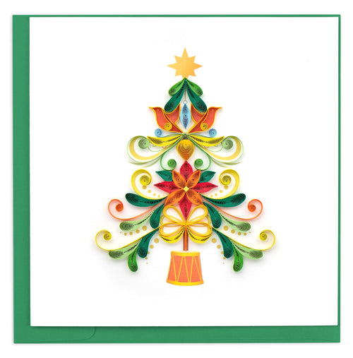 Quilled Turtle Doves Christmas Tree Greeting Card