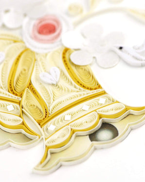 Detail shot of Quilled Wedding Bells Greeting Card