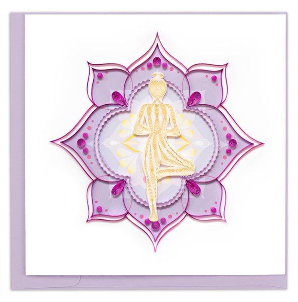 Quilled Yoga Tree Pose Greeting Card