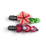 Pink Amaryllis Quilled Hair Clips