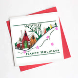 Quilled Holiday Snowy Village Greeting Card