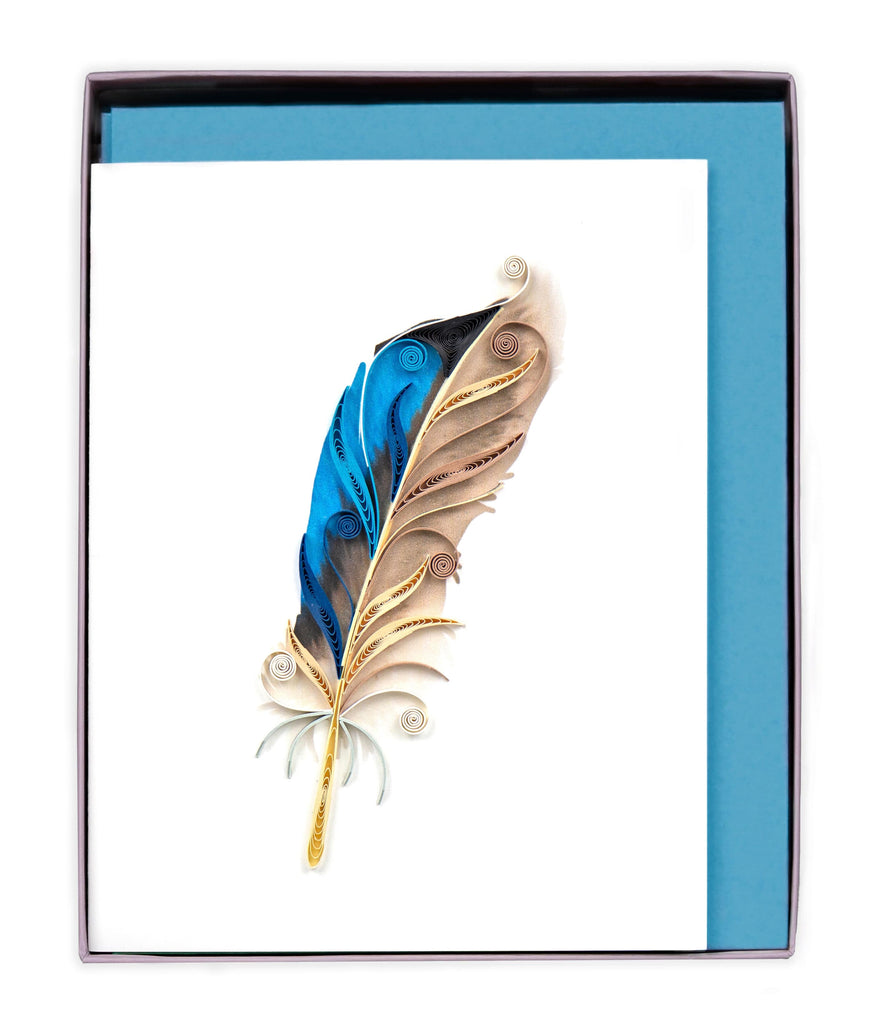 Quilled Feather Note Card Box Set Quilling Card