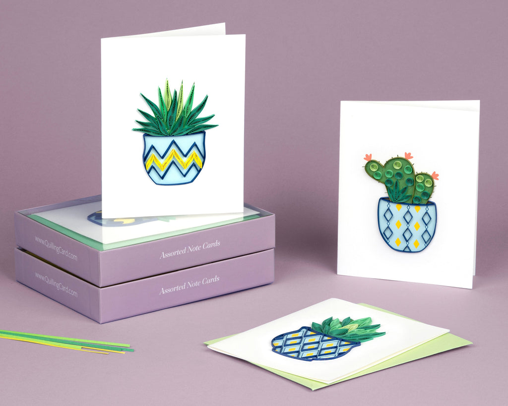Quilled Succulent Note Card Box Set Quilling Card