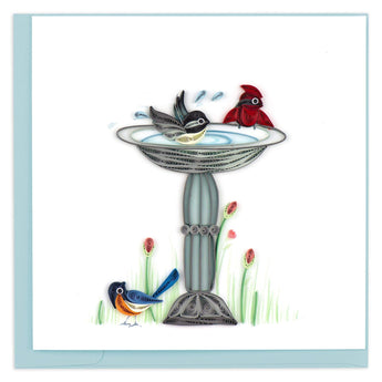 Quilled Bird Bath Greeting Card - Quilling Card - Greeting Card