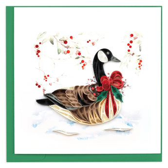 Quilled Christmas Goose Holiday Card - Quilling Card - Greeting Card