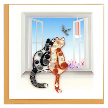 Quilled Two Cats Greeting Card - Quilling Card - Greeting Card
