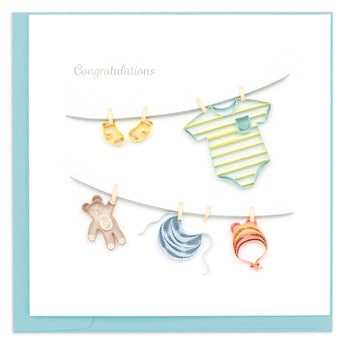 Quilled Baby Clothesline Greeting Card - Quilling Card - Greeting Card