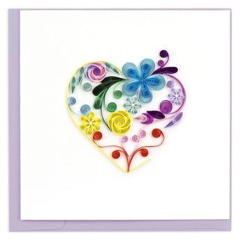 Quilled Floral Rainbow Heart Greeting Card - Quilling Card - Greeting Card