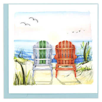 Quilled Beach Adirondack Chairs Greeting Card - Quilling Card - Greeting Card