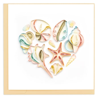 Quilled Seashell Heart Greeting Card - Quilling Card - Greeting Card