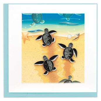 Quilled Sea Turtle Hatchlings Greeting Card - Quilling Card - Greeting Card