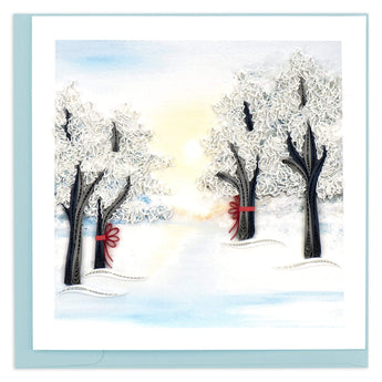 Quilled Snow Covered Trees Greeting Card - Quilling Card - Greeting Card
