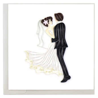 Quilled Dancing Bride & Groom Wedding Card - Quilling Card - Greeting Card