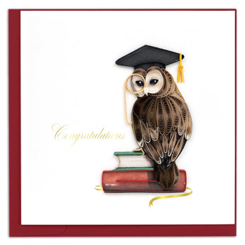 Quilled Graduation Owl Greeting Card - Quilling Card - Greeting Card