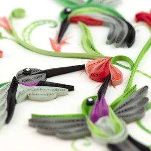 Quilled Hummingbird Trio Greeting Card