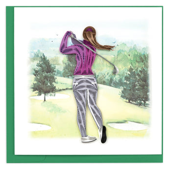 Quilled Female Golfer Greeting Card - Quilling Card - Greeting Card