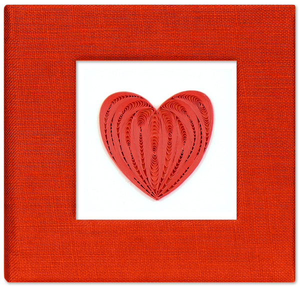 Sticky note pad cover featuring a quilled design of a heart