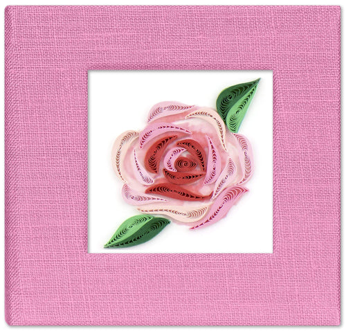 Quilled Pink Rose Sticky Note Pad Cover