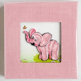 Sticky note pad cover in pink linen featuring a quilled design of an elephant